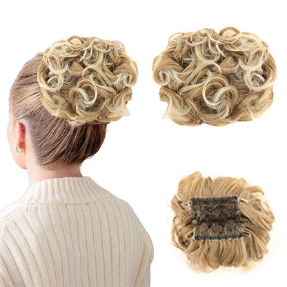 Effortless Messy Curly Bun Scrunchie – Clip-In Synthetic Hair Bun Extension