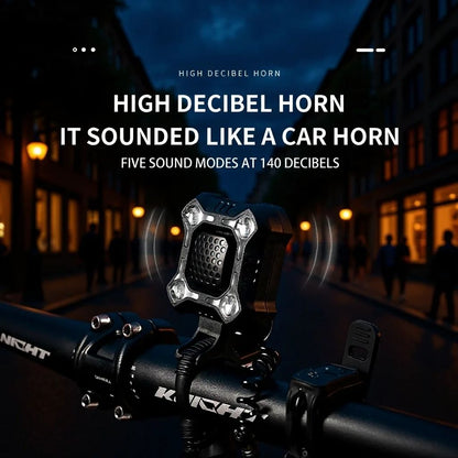 140dB High-Intensity Bicycle Horn & Headlight | USB Rechargeable Safety Alert Device for E-Bikes & Scooters