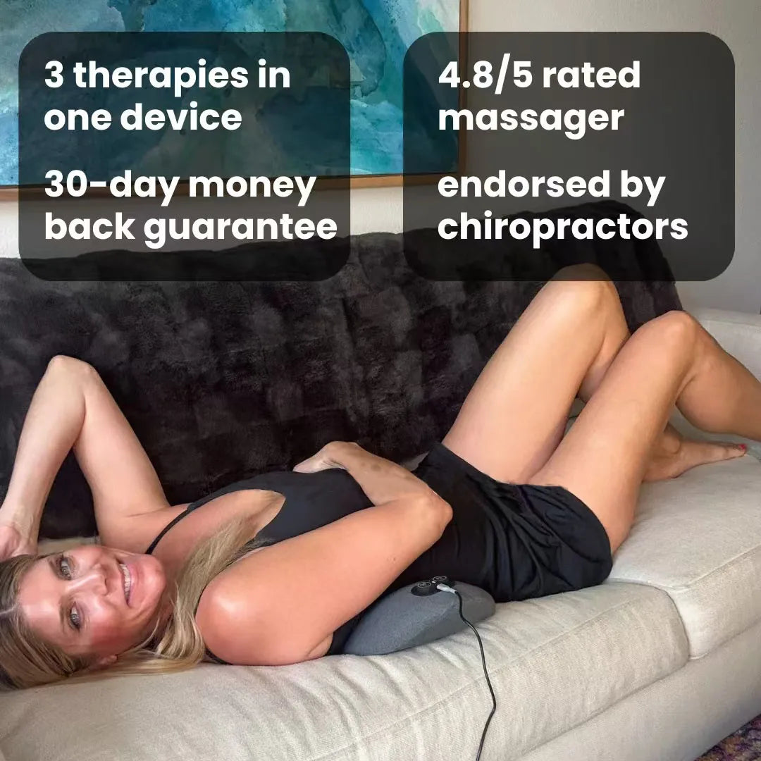 Shiatsu back massager, deep tissue back massager, back pain relief massager, portable back massager, lumbar massager