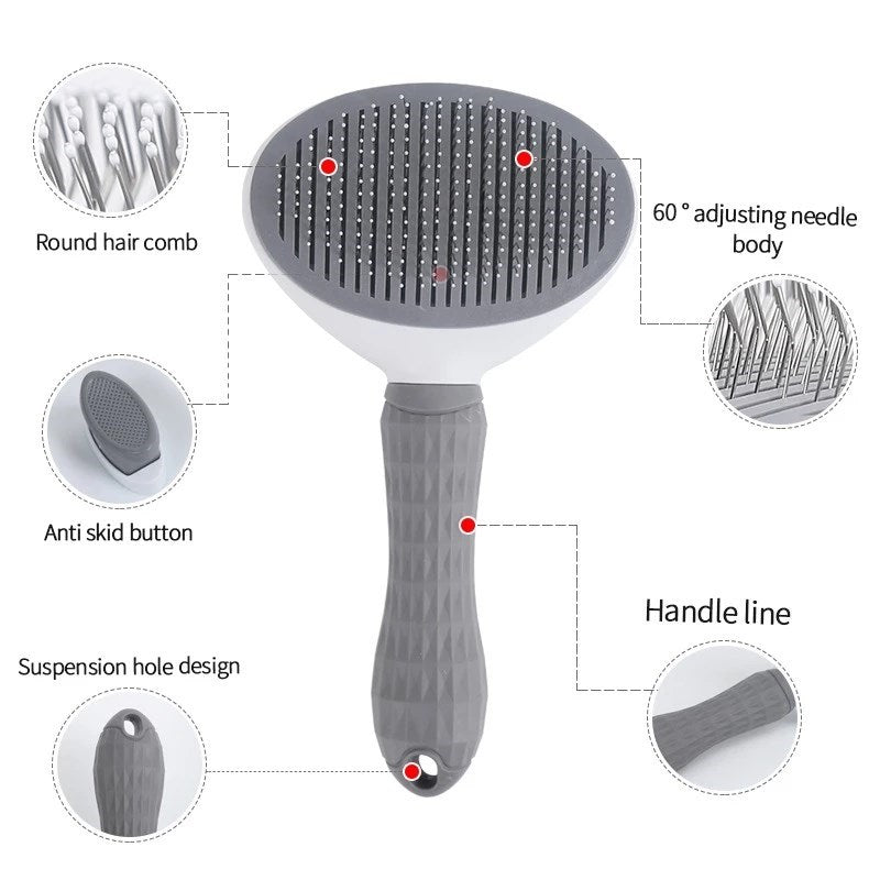 Self-Cleaning Pet Hair Remover Brush for Dogs & Cats Grooming Tool