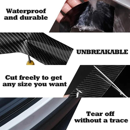 4-Piece Carbon Fiber Leather Door Sill Protection Set