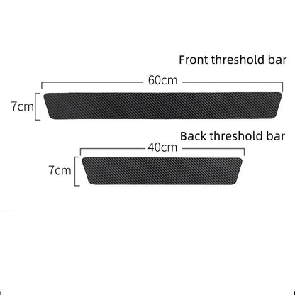 4-Piece Carbon Fiber Leather Door Sill Protection Set