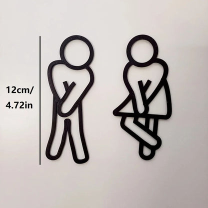Creative Funny Bathroom Signs Men Women Restroom Door Decor Wall Sticker