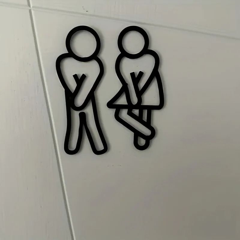 Creative Funny Bathroom Signs Men Women Restroom Door Decor Wall Sticker