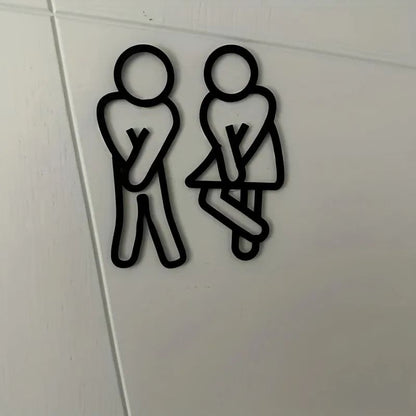 Creative Funny Bathroom Signs Men Women Restroom Door Decor Wall Sticker