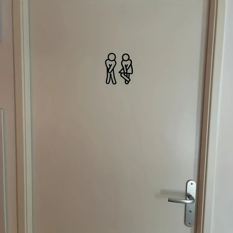 Creative Funny Bathroom Signs Men Women Restroom Door Decor Wall Sticker