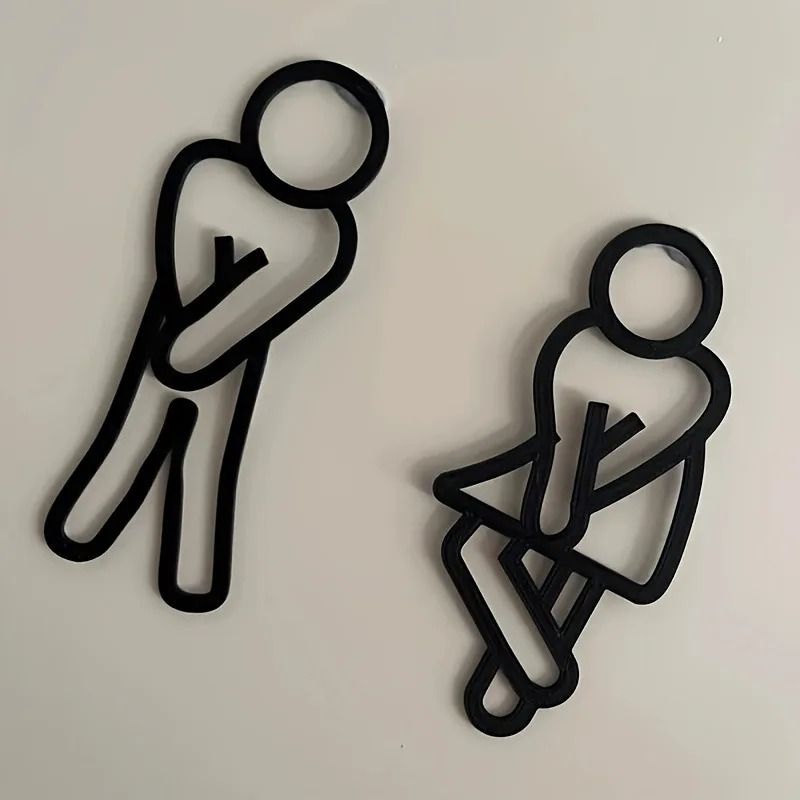 Creative Funny Bathroom Signs Men Women Restroom Door Decor Wall Sticker
