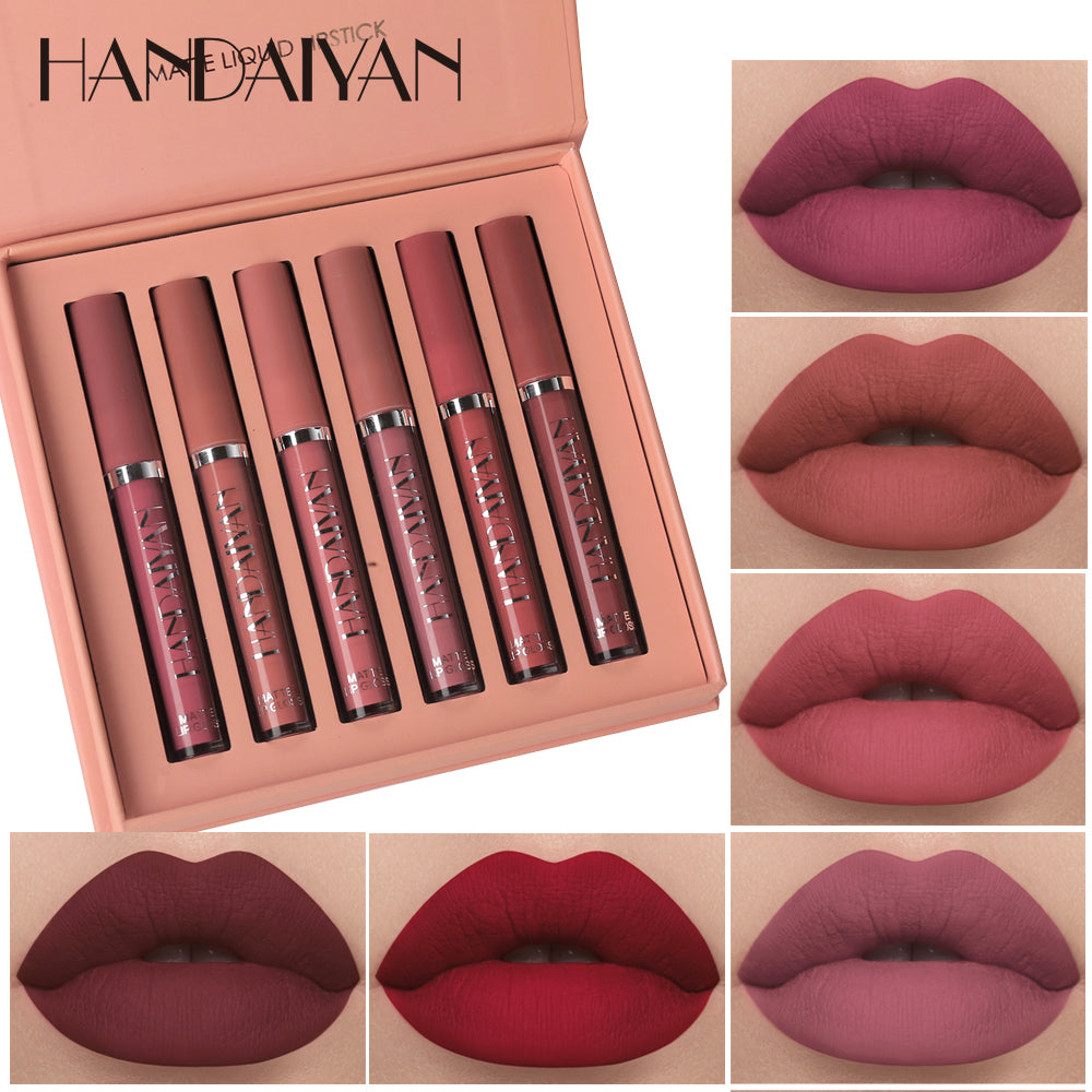 HANDAIYAN Set of  Long-Lasting Liquid Lipsticks - Matte Finish, Resistant to Fading, Gift Box