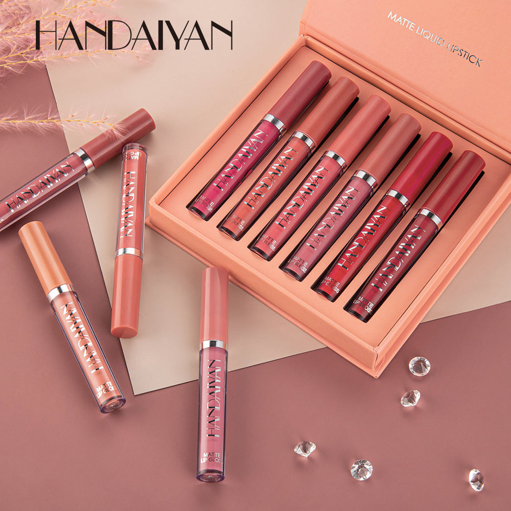 HANDAIYAN Set of  Long-Lasting Liquid Lipsticks - Matte Finish, Resistant to Fading, Gift Box