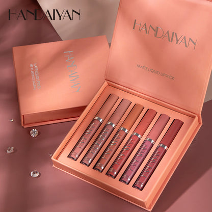 HANDAIYAN Set of  Long-Lasting Liquid Lipsticks - Matte Finish, Resistant to Fading, Gift Box
