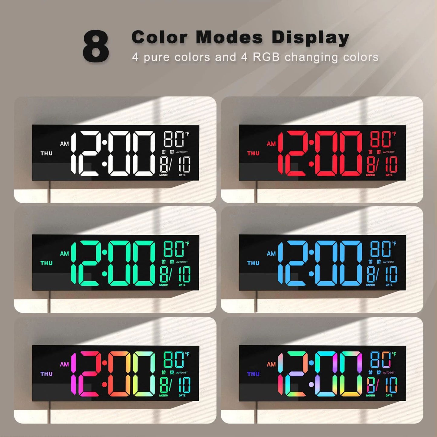 16-Inch Large RGB Digital Wall Clock