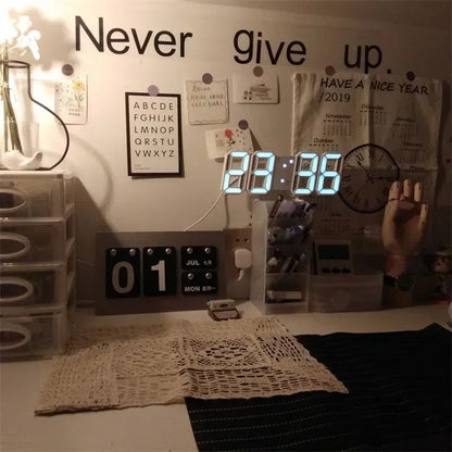 3D LED Digital Wall Clock with Night Mode – Modern USB Powered Room Decor Clock