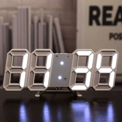 3D LED Digital Wall Clock with Night Mode – Modern USB Powered Room Decor Clock