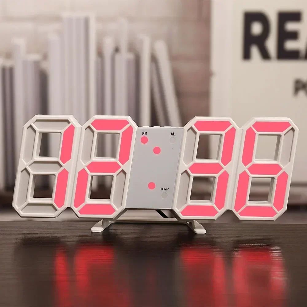 3D LED Digital Wall Clock with Night Mode – Modern USB Powered Room Decor Clock