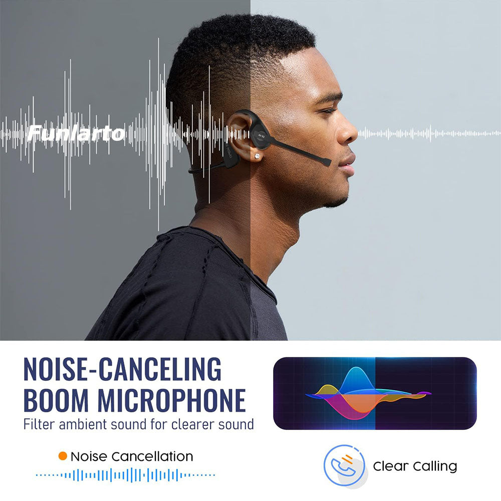 Open Ear Wireless Bluetooth Headset with ENC Noise Cancelling and Boom Microphone