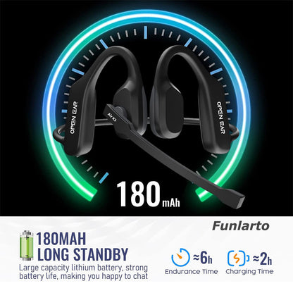 Open Ear Wireless Bluetooth Headset with ENC Noise Cancelling and Boom Microphone