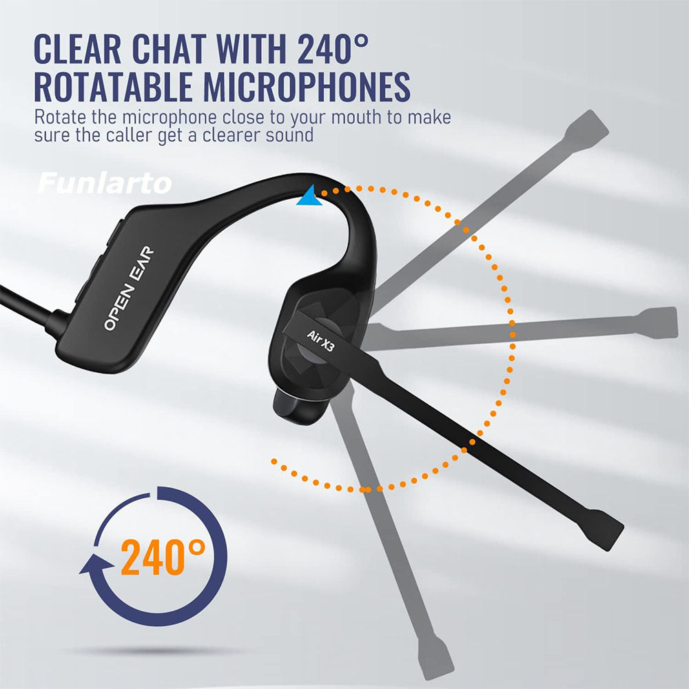 Open Ear Wireless Bluetooth Headset with ENC Noise Cancelling and Boom Microphone