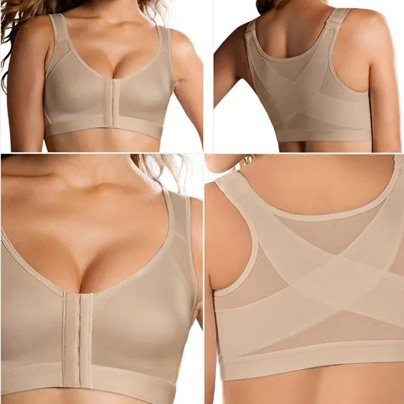 Posture Support Bra for Back & Shoulders, Front Closure Vest for Comfort & Alignment