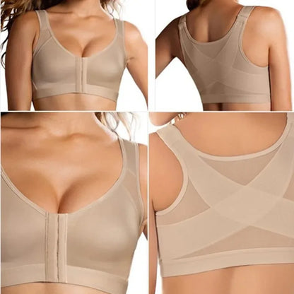 Posture Support Bra for Back & Shoulders, Front Closure Vest for Comfort & Alignment