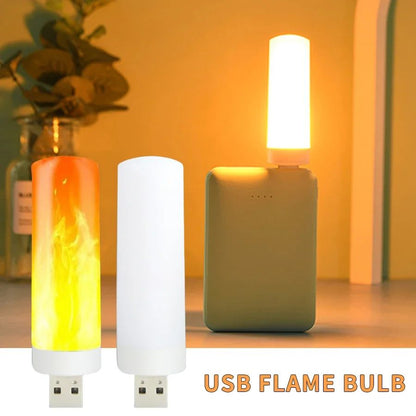USB LED Flame Effect Night Lamp Light