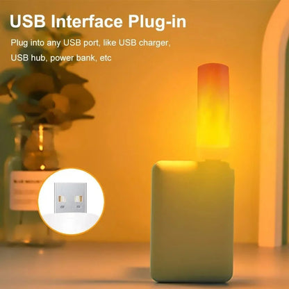 USB LED Flame Effect Night Lamp Light