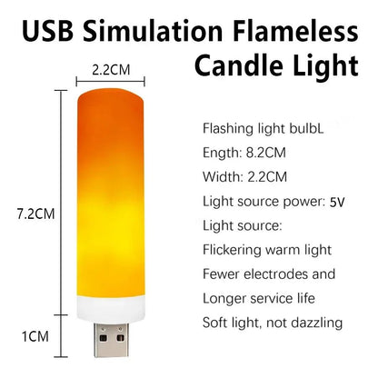 USB LED Flame Effect Night Lamp Light