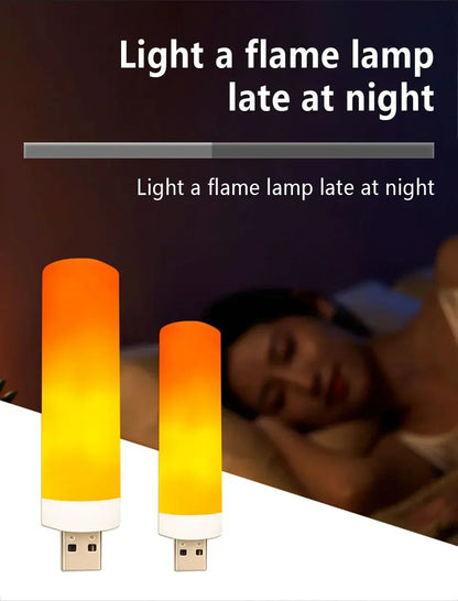 USB LED Flame Effect Night Lamp Light