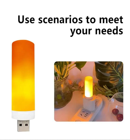 USB LED Flame Effect Night Lamp Light