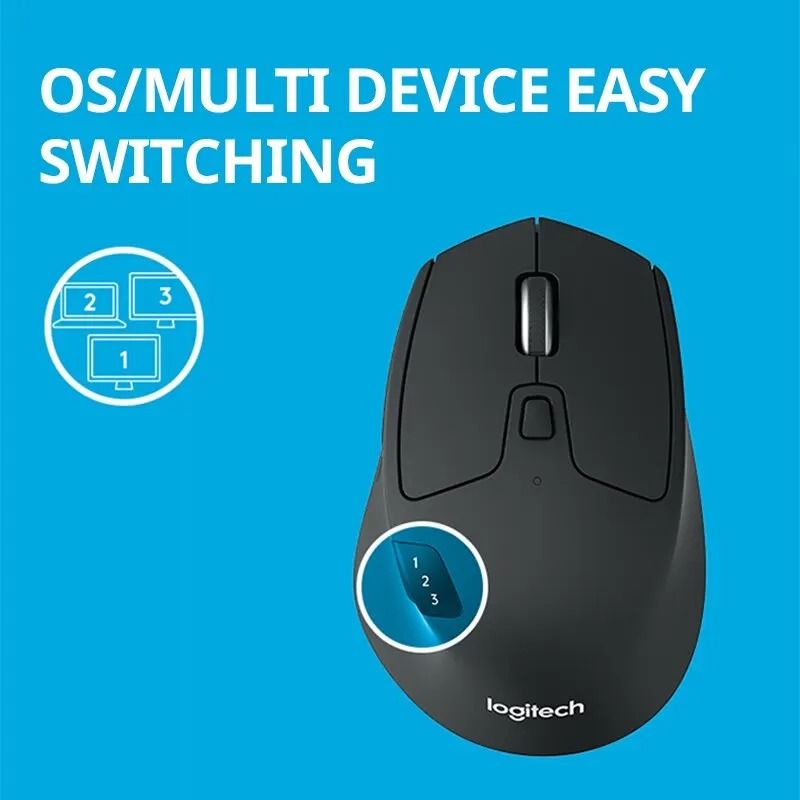 Logitech M720 Triathlon Multi-Device Wireless Mouse | Bluetooth & 2.4GHz Dual-Mode Optical Mouse