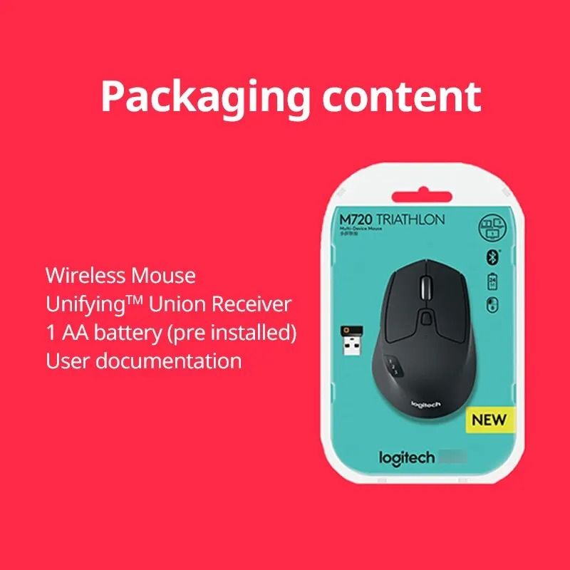 Logitech M720 Triathlon Multi-Device Wireless Mouse | Bluetooth & 2.4GHz Dual-Mode Optical Mouse