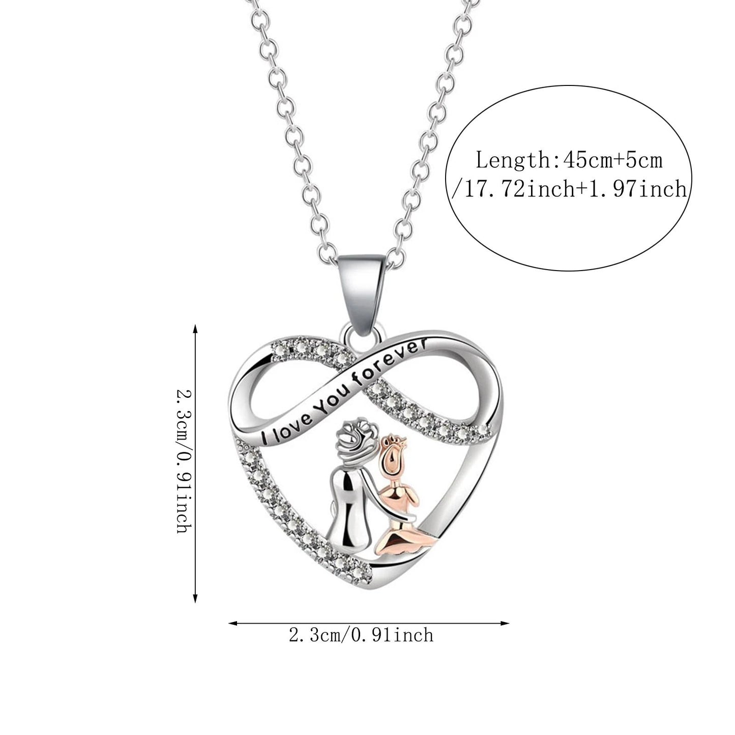 EndlessLove Grandma Granddaughter Necklace Zirconia Heart Pendant Gift