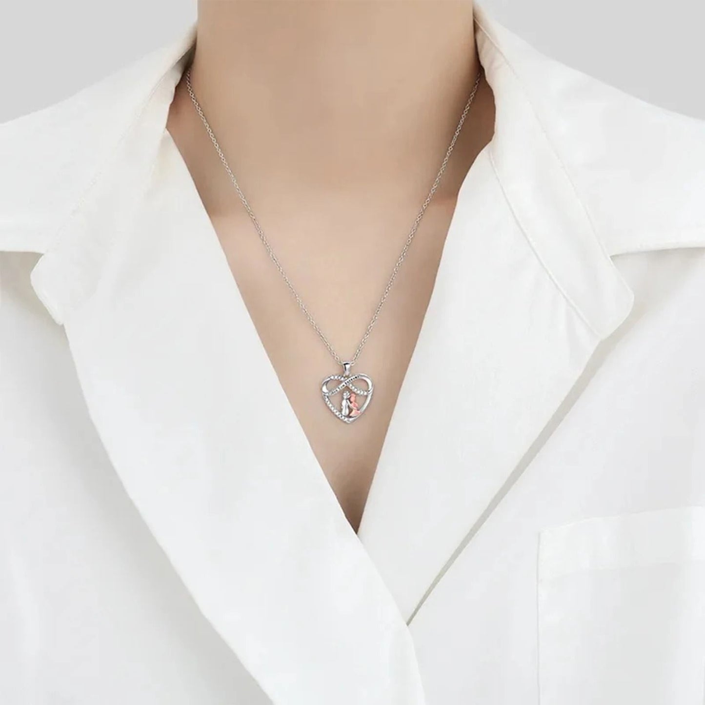 EndlessLove Grandma Granddaughter Necklace Zirconia Heart Pendant Gift