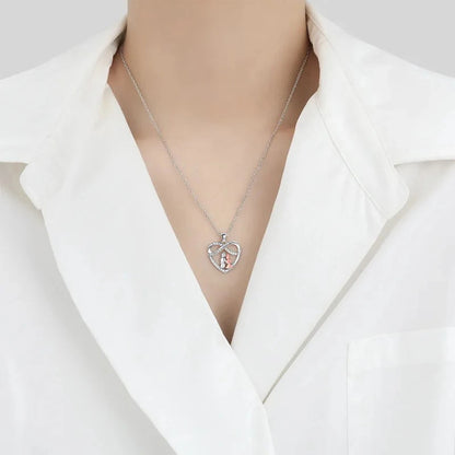 EndlessLove Grandma Granddaughter Necklace Zirconia Heart Pendant Gift