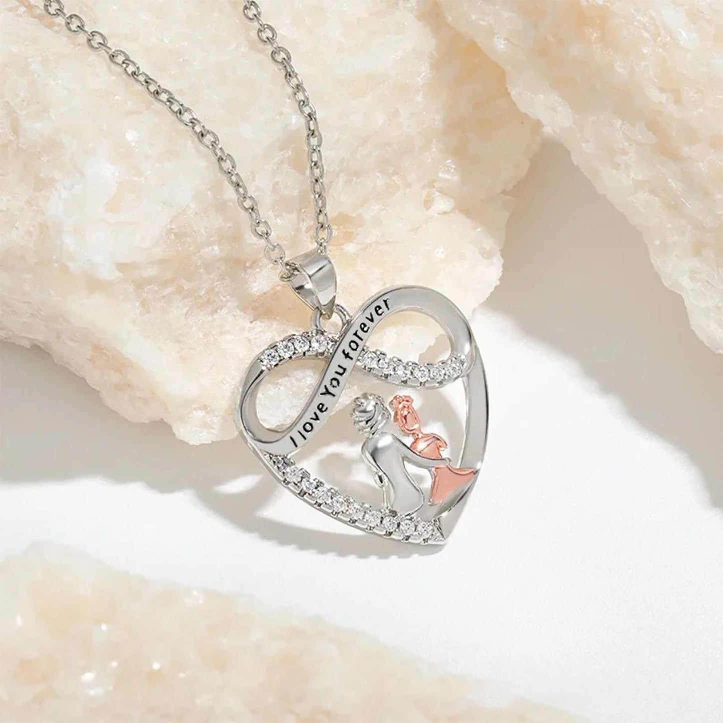 EndlessLove Grandma Granddaughter Necklace Zirconia Heart Pendant Gift