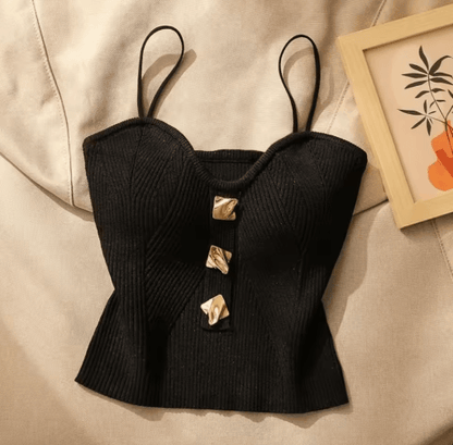 Womens Deep V-Neck Knitted Cami Summer Sleeveless Halter Tank Top