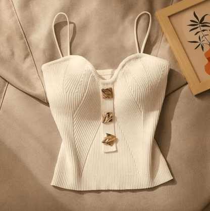 Womens Deep V-Neck Knitted Cami Summer Sleeveless Halter Tank Top