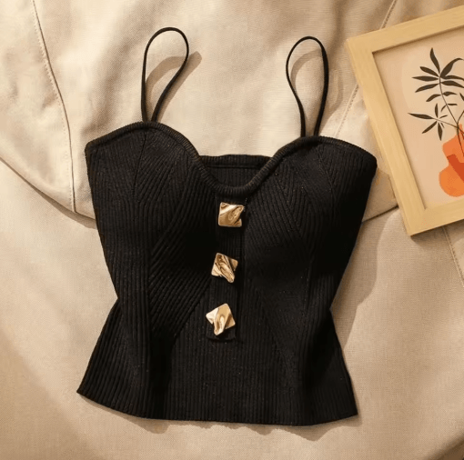 Womens Deep V-Neck Knitted Cami Summer Sleeveless Halter Tank Top