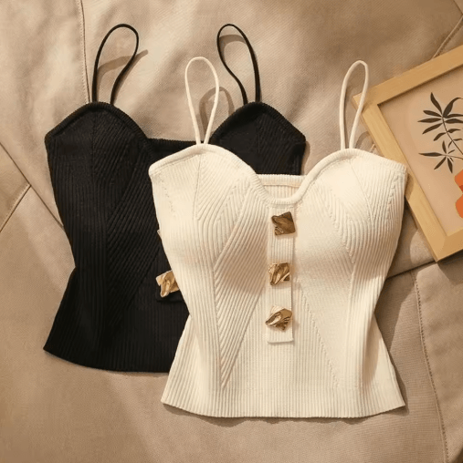 Womens Deep V-Neck Knitted Cami Summer Sleeveless Halter Tank Top