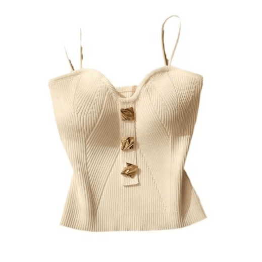 Womens Deep V-Neck Knitted Cami Summer Sleeveless Halter Tank Top