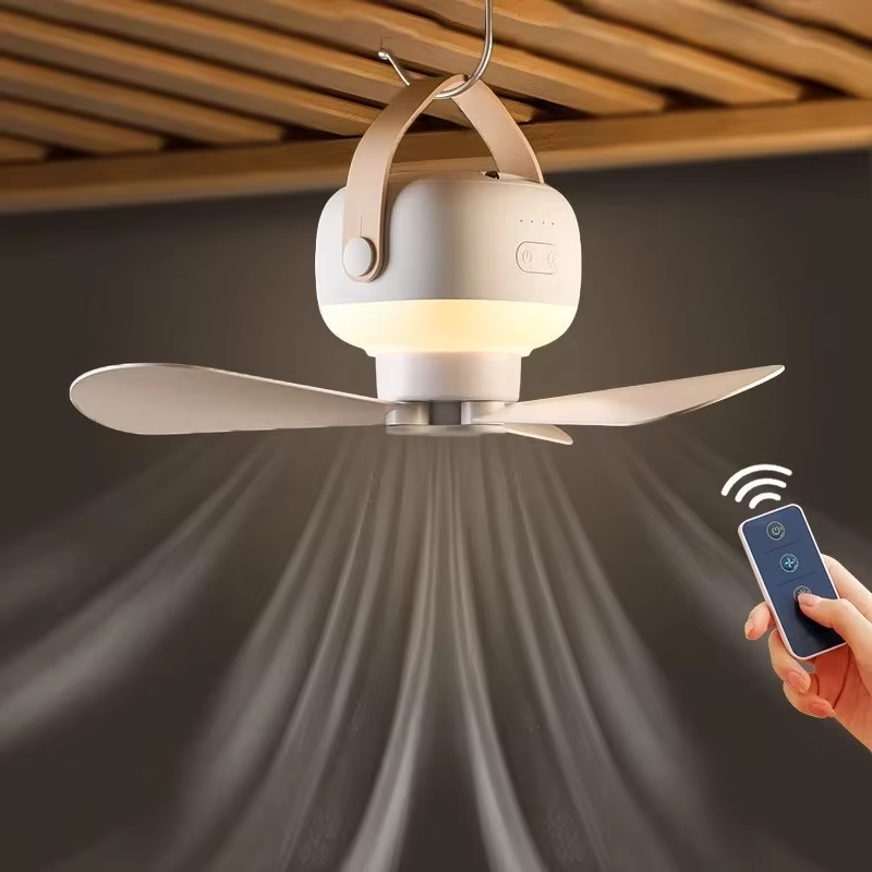 Portable Wireless Mini Ceiling Fan Light with USB Remote Control