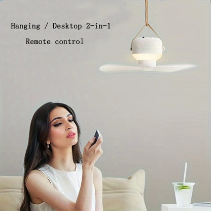 Portable Wireless Mini Ceiling Fan Light with USB Remote Control