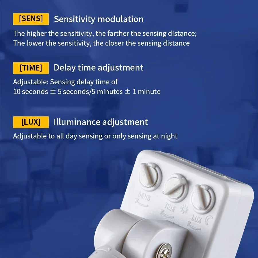 Human Body Sensor Infrared Detector Auto Dusk to Dawn Inductor Switch, Adjustable Timer
