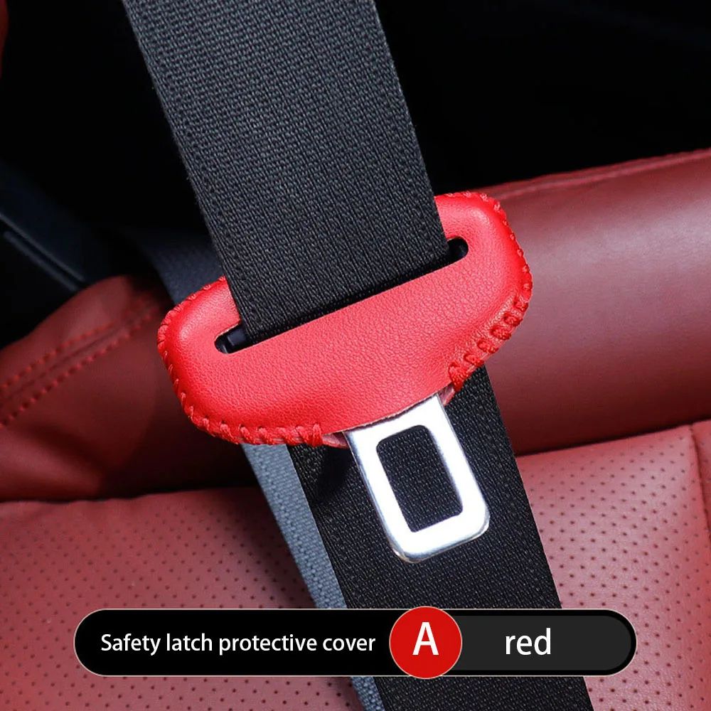 Universal seat belt buckle cover in PU Leather – Anti-Scratch, Quiet-Ride Protector for Car Interiors