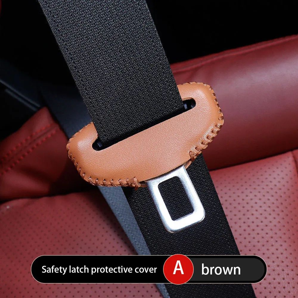 Universal seat belt buckle cover in PU Leather – Anti-Scratch, Quiet-Ride Protector for Car Interiors
