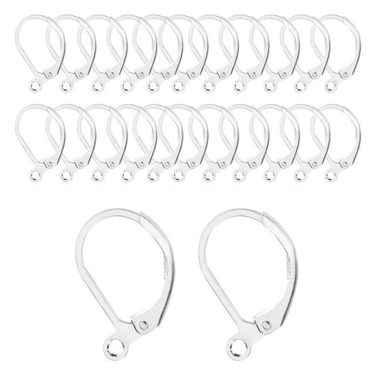100PCS Genuine 925 Sterling Silver Jewellery Components: Handmade Beading Findings, Earring Hooks, Leverback Earwire Fit
