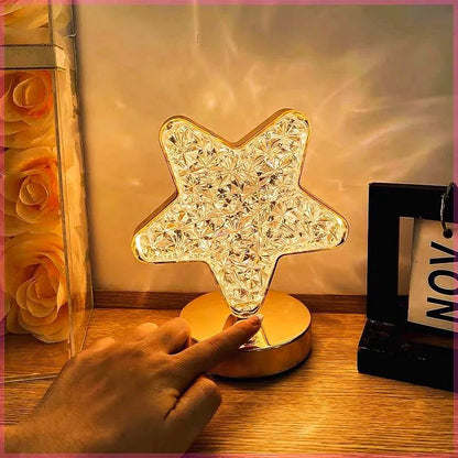 Rechargeable 3D Moon Crystal Touch Lamp – USB Dimmable LED Bedside Ambient Night Light