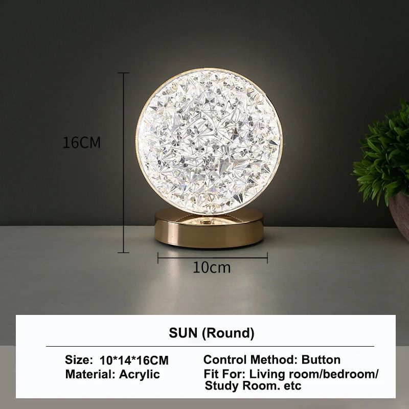 Rechargeable 3D Moon Crystal Touch Lamp – USB Dimmable LED Bedside Ambient Night Light
