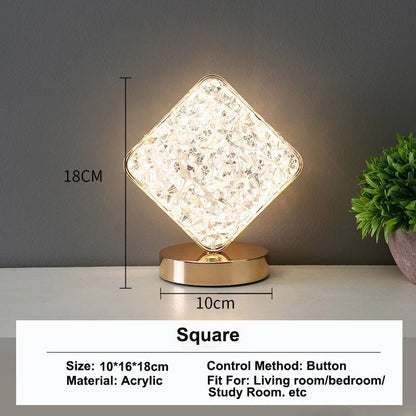 Rechargeable 3D Moon Crystal Touch Lamp – USB Dimmable LED Bedside Ambient Night Light