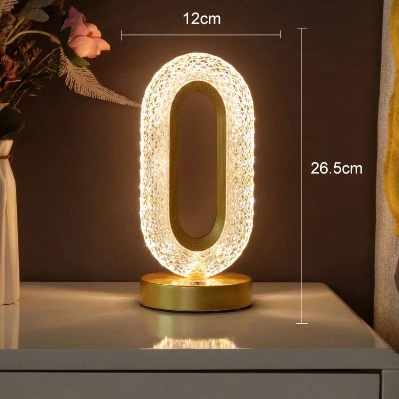 Rechargeable 3D Moon Crystal Touch Lamp – USB Dimmable LED Bedside Ambient Night Light