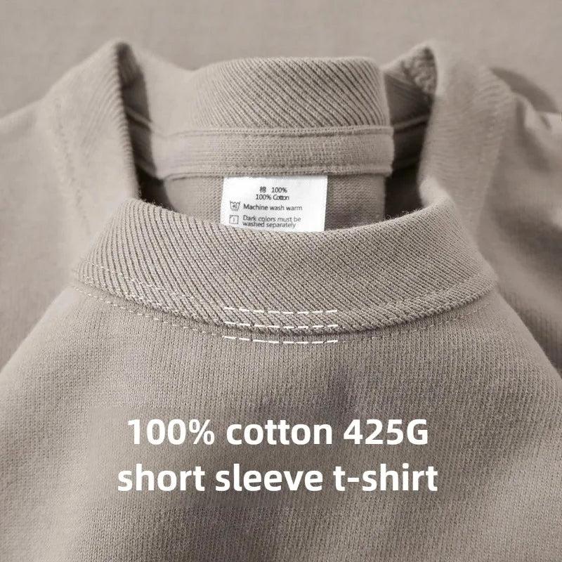 Heavyweight Men's Cotton T Shirt - Breathable Structured Comfort for Daily Wear